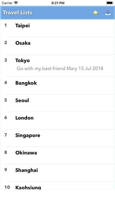 Travel Lists screenshot 3