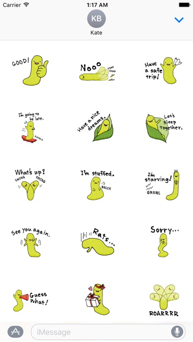 Cute Green Caterpillar Sticker screenshot 2