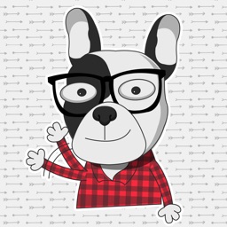 Hipster French bulldog sticker