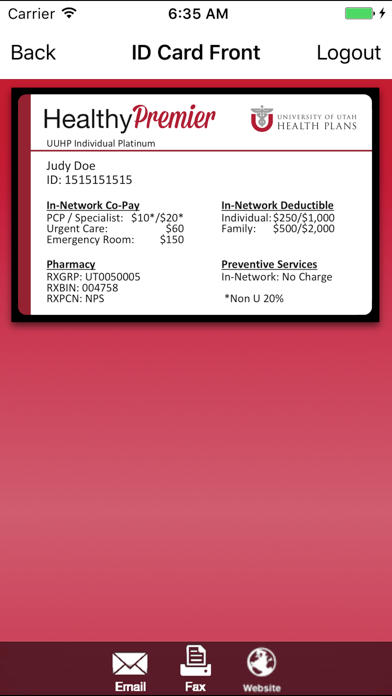 Screenshot #3 pour U of Utah Health Plans ID Card