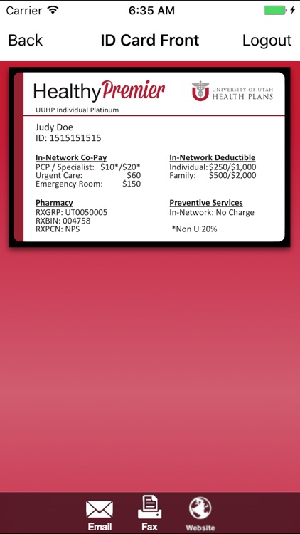 U of Utah Health Plans ID Card