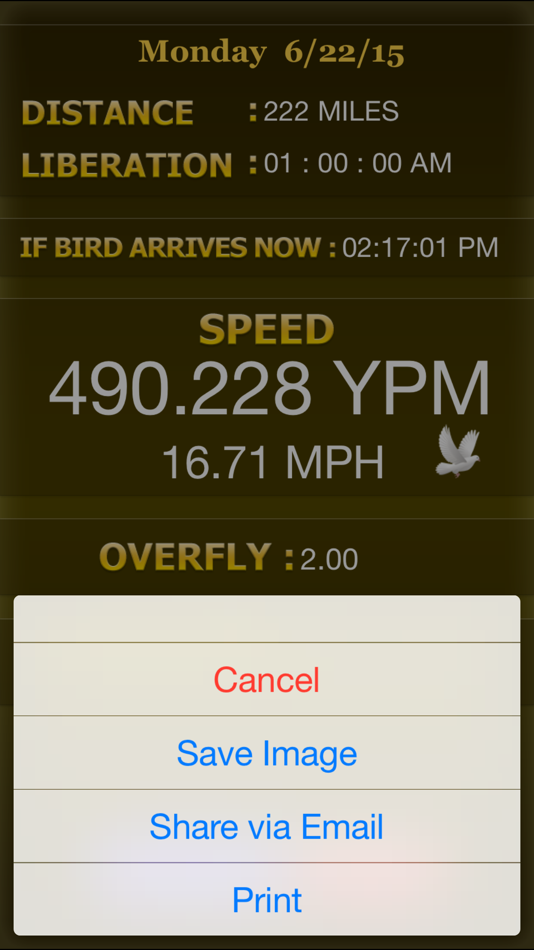 #4. PIGEON RACING SPEED CALCULATOR (iOS) By: Baynon Properties, LLC