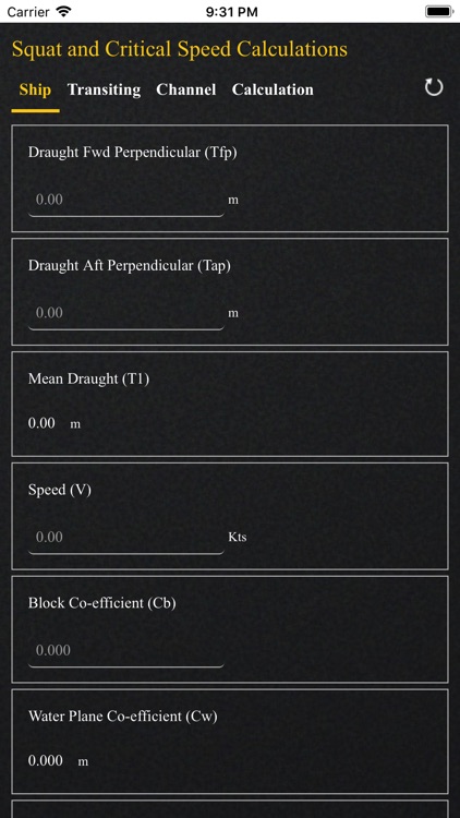 Ship Squat Calculator