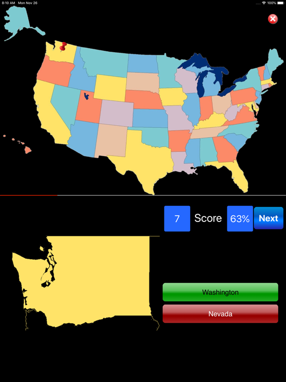 GeoStates iPad screenshot