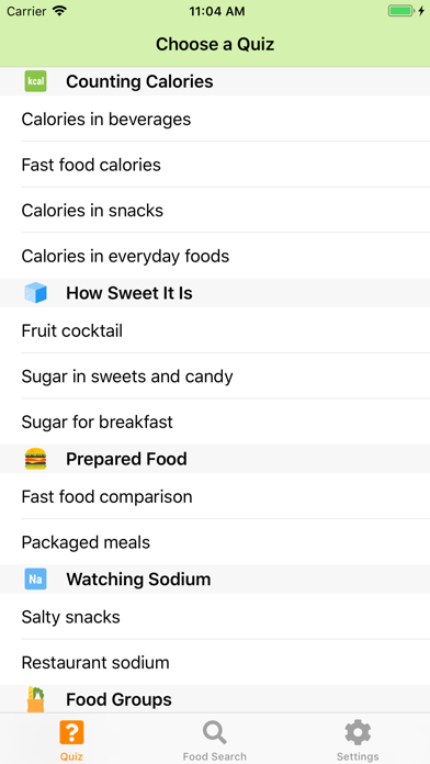 Screenshot #1 pour Calorie Quiz