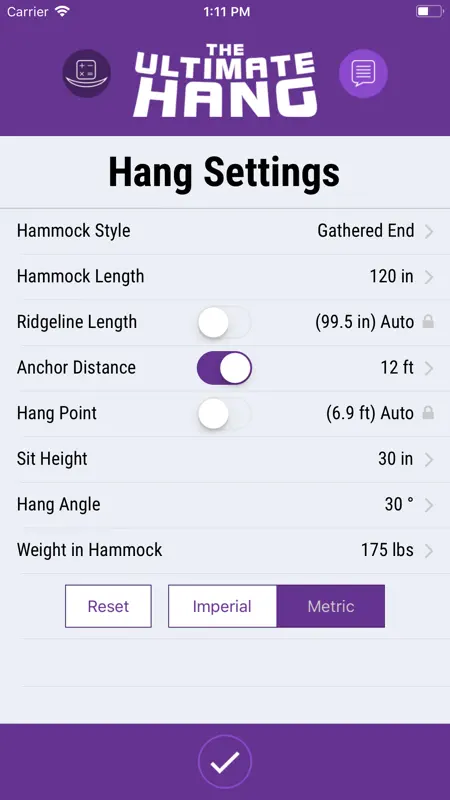Hammock Hang Calculator screenshot 3 of 4