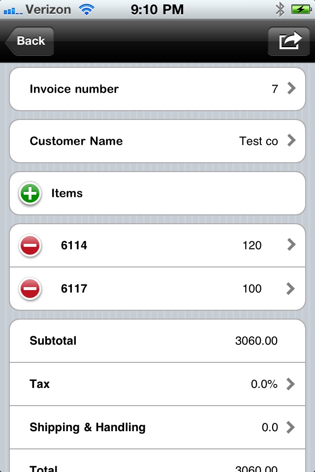 Invoice screenshot 2