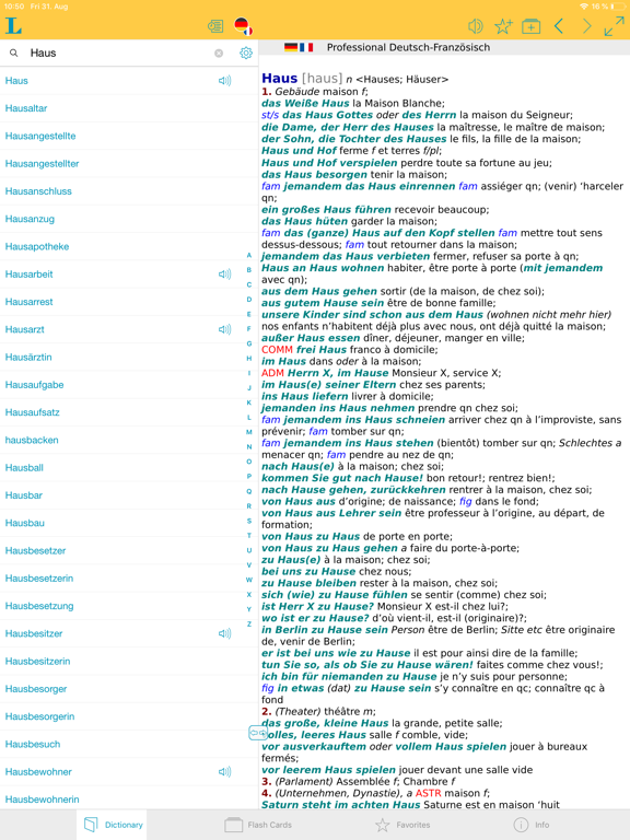 German French XL Dictionary iPad screenshot 1 - Reference app