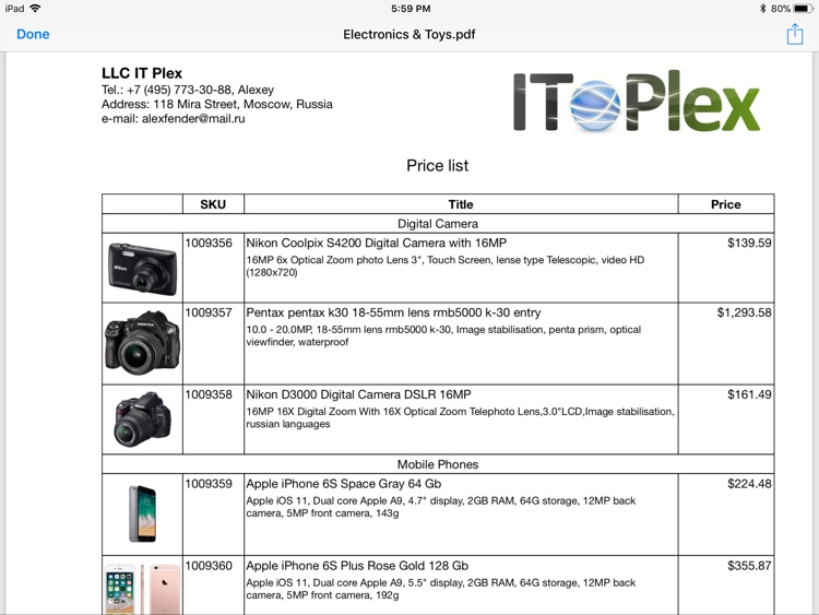 My Price List