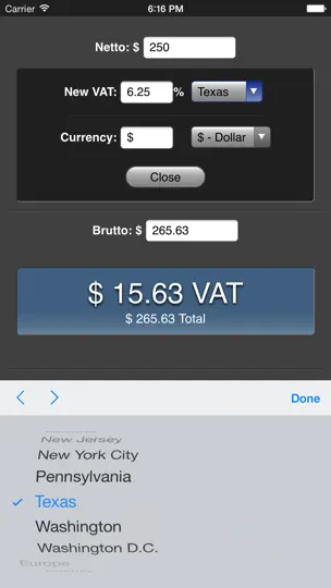 Screenshot von Mehrwertsteuer auf dem iPhone 5