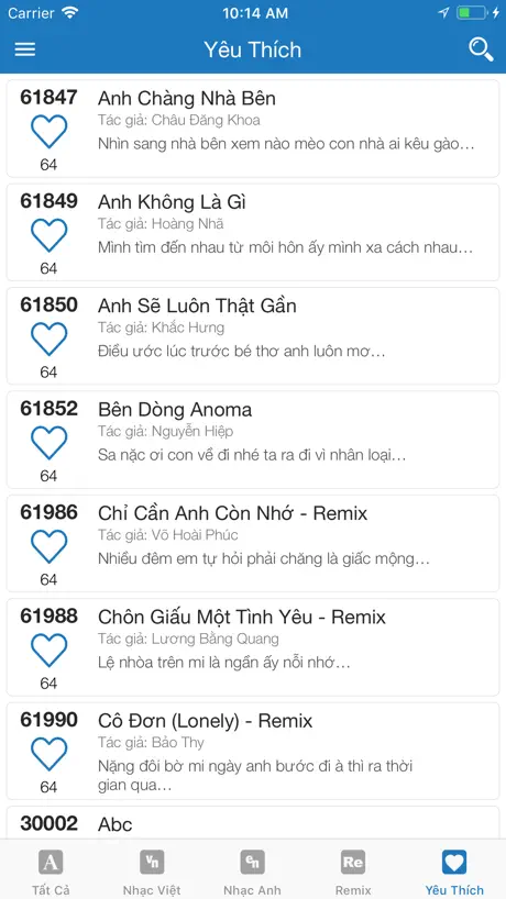 Karaoke List Vietnam