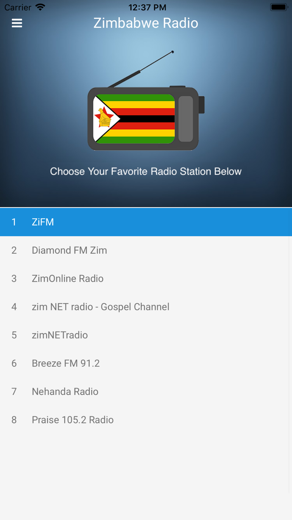 Zimbabwe Radio Station FM Live Free Download App for iPhone - STEPrimo.com