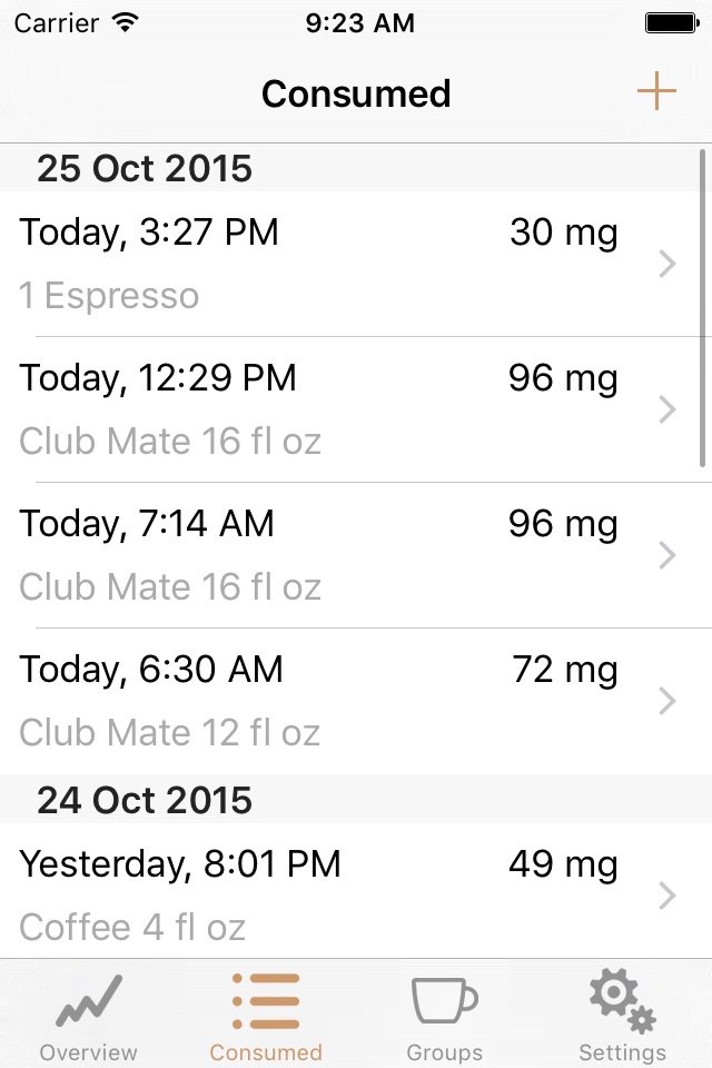 Caffeine App - Track Caffeine screenshot 2