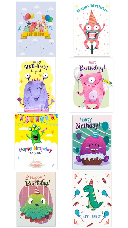 Birthdaye Card - Best Wishes with Cute Monsters screenshot-3