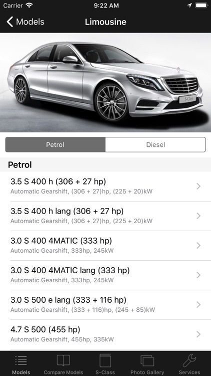 CarSpecs MBZ S-Class 2015