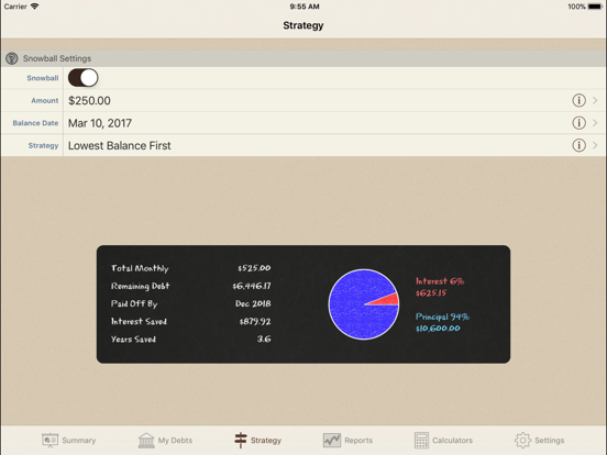 Debt Manager iPad app afbeelding 4