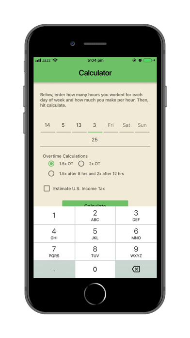 Simple Overtime Calculator iPhone screenshot 5 - Finance app