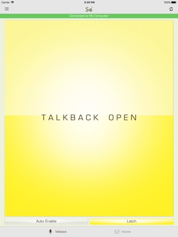 Talkback and Volume Control iPad screenshot