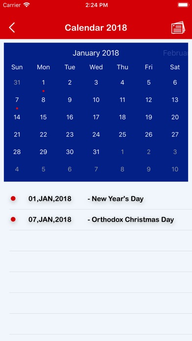 Russian Holiday Calendar 2018 screenshot 3