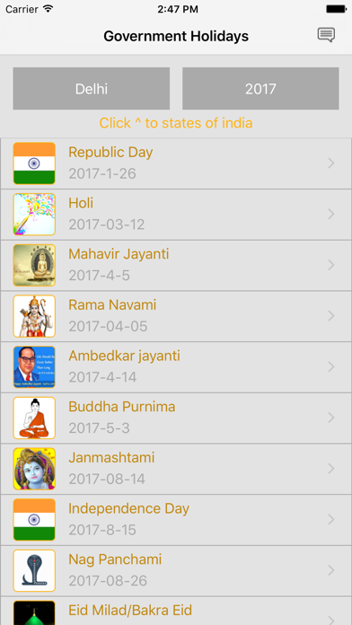 Screenshot #1 pour Indian Calendar Holidays for Festivals