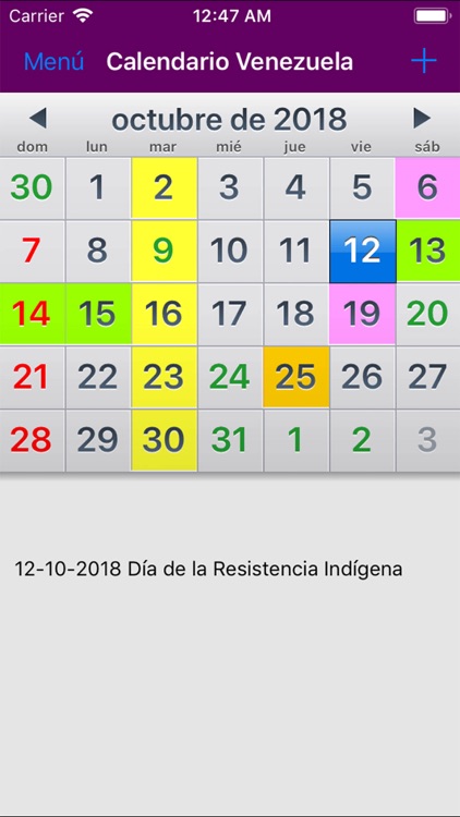Calendario 2019 Venezuela