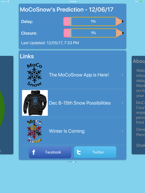 MoCoSnow App iPad screenshot 3 - Weather app