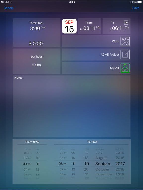 Live Time - Time Tracker iPad screenshot 2 - Finance app