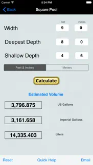 pool volume & size iphone screenshot 3