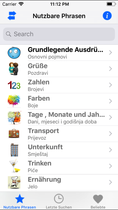 Deu-Hrv nutzbare Frasen iPhone screenshot