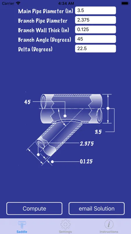 Pipe Saddle Layout Calculator screenshot 2 of 7