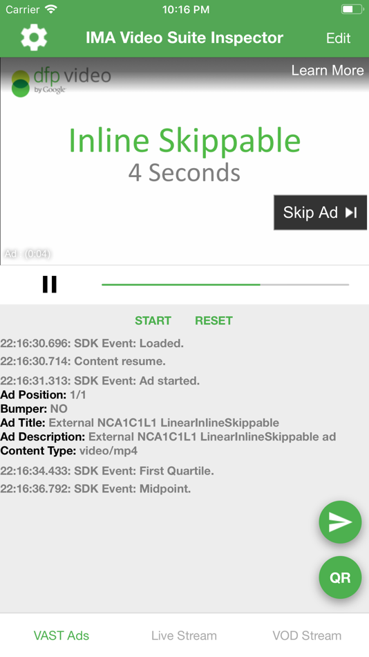 IMA Video Suite Inspector (iOS) Podle: Google IMA Video Suite Inspector (iOS) Podle: Google