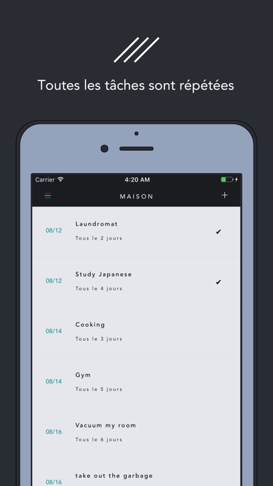 Screenshot #1 pour While - App Todo pour les tâches répétitives