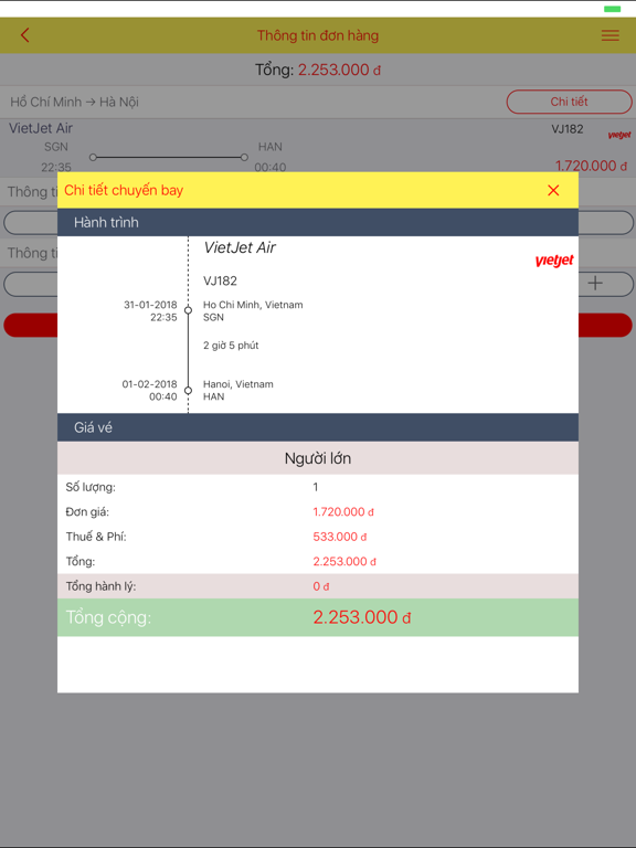 Vé giá rẻ - Vietjetonlines.vn iPad screenshot 5 - Travel app