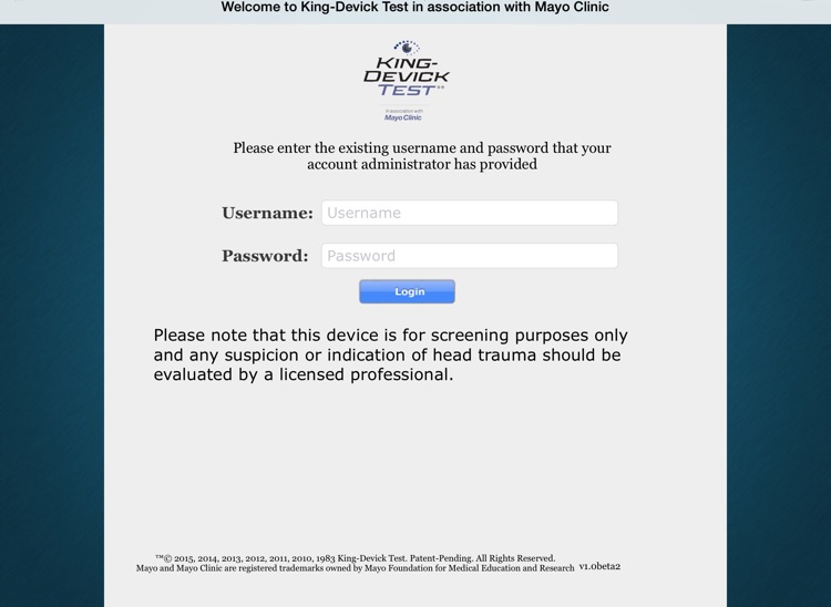 King-Devick Test w Mayo Clinic