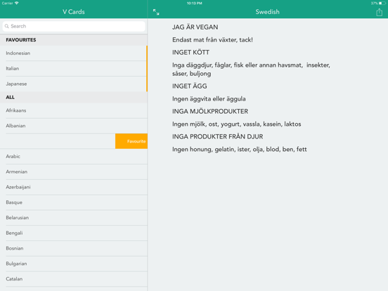 V Cards: Vegan Abroad iPad screenshot 4 - Travel app