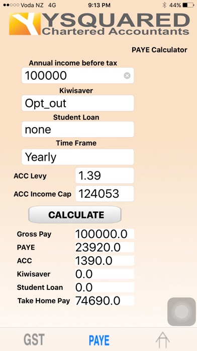 GSTPAYECalculator screenshot 2