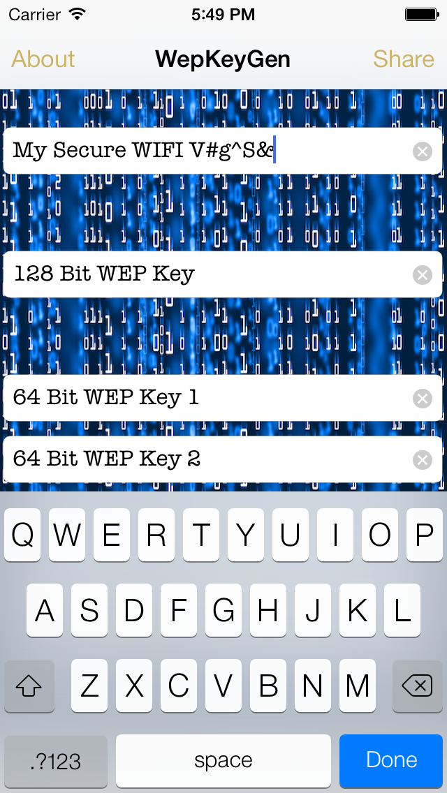 WEP key Generator for... screenshot1