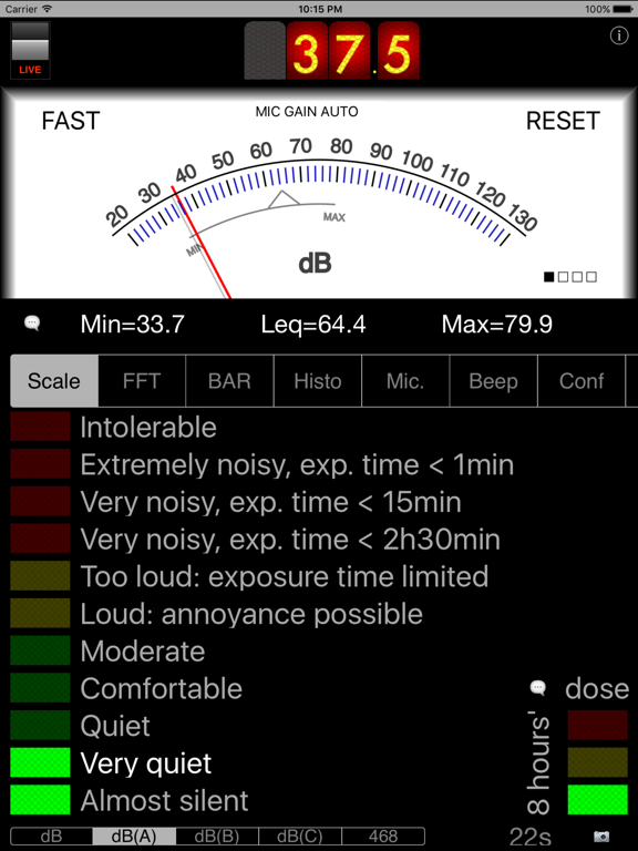 Screenshot #4 pour SPLnFFT Noise Meter