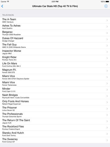 Ultimate Car Stats HD (Top 40 TV & Film) screenshot 3