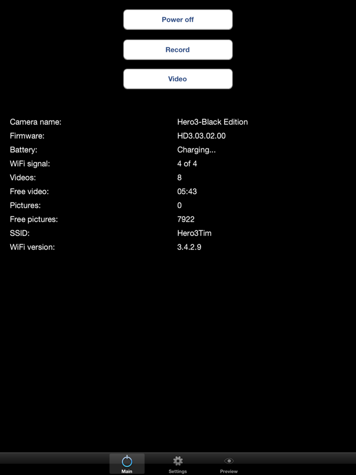 Camera Control for GoPro Hero