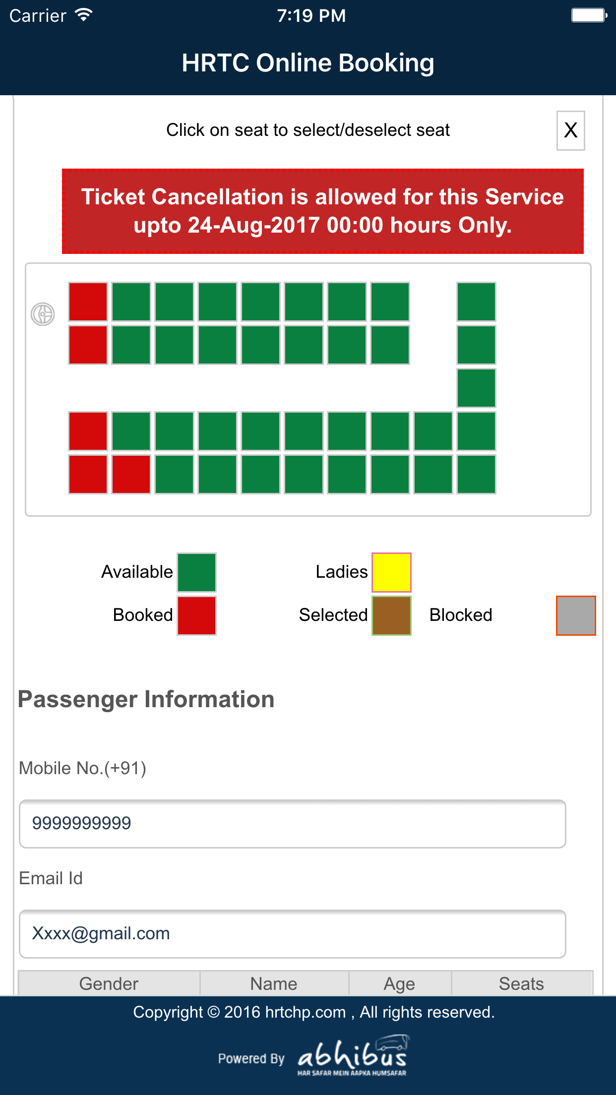 HRTC Online Booking Official