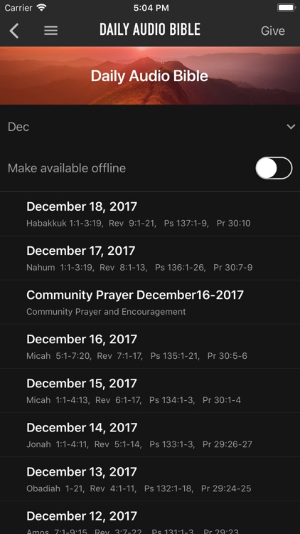 Daily Audio Bible Mobile App