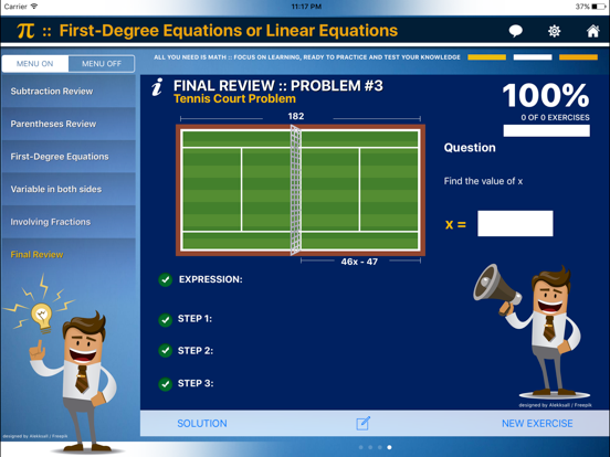 First Degree Equation : ax+b=c iPad screenshot