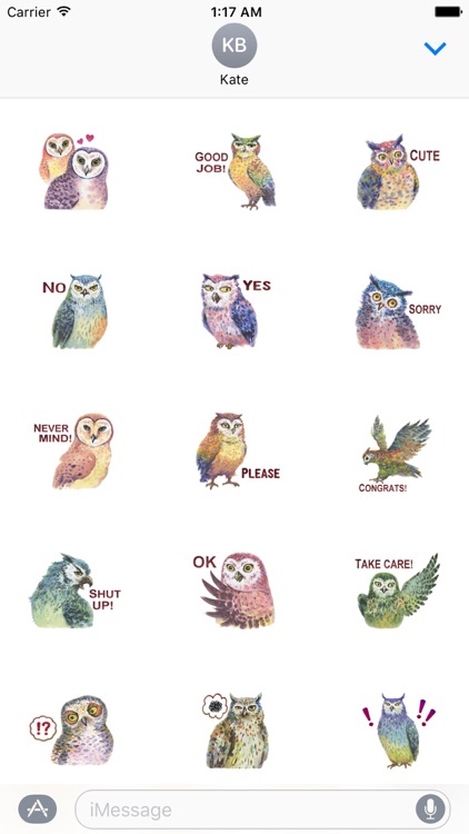 Watercolor Talking Owls Sticker