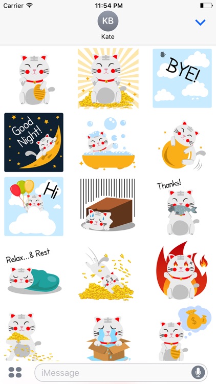 Animated LUCKy Cat Maneki Neko Money Stickers Pack