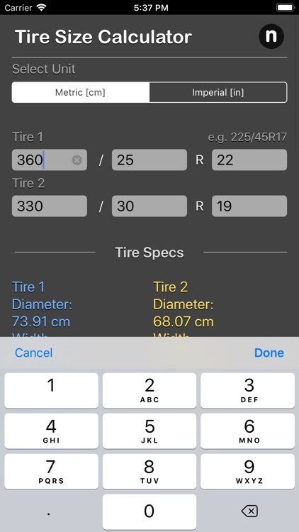 Tire Size Calculator Plus screenshot-3