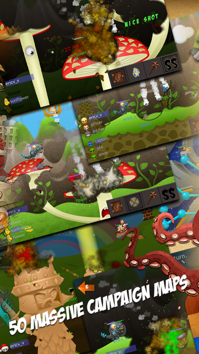 Eenies at War: Worms style online mmo battle with angry birds feel screenshot 2
