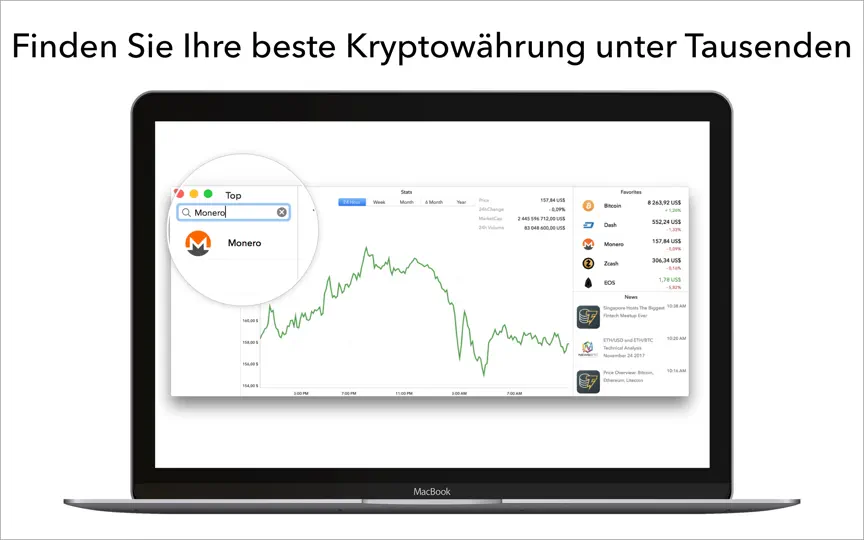 Screenshot von Kryptowährung Kurse auf dem iPhone 5