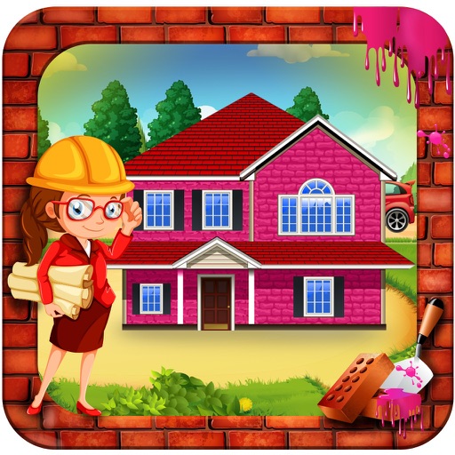 Girl Pink House Construction icon