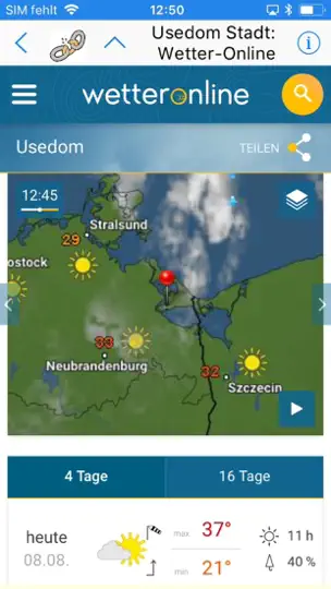 Screenshot von Urlaubs-App Für Strand+Mee(h)r auf dem iPhone 9